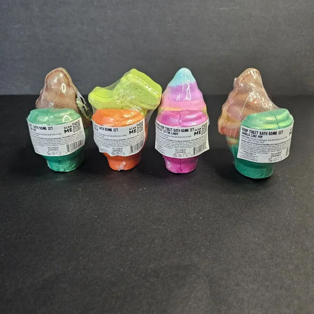 Toilet Poop Bath Bombs, Funny Personal Self Care Spa Items, Set of 4